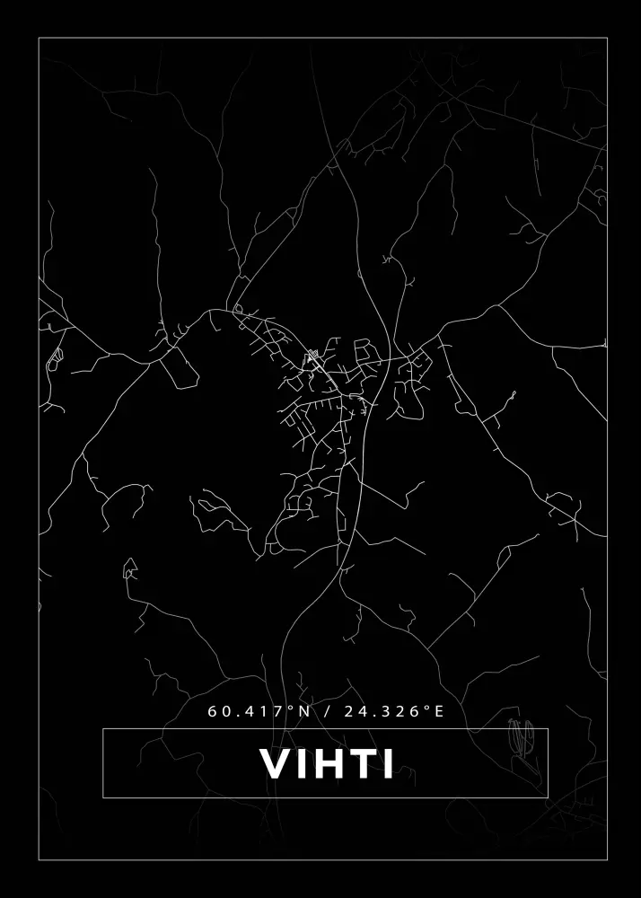 Mapa - Vihti - Cartaz Preto