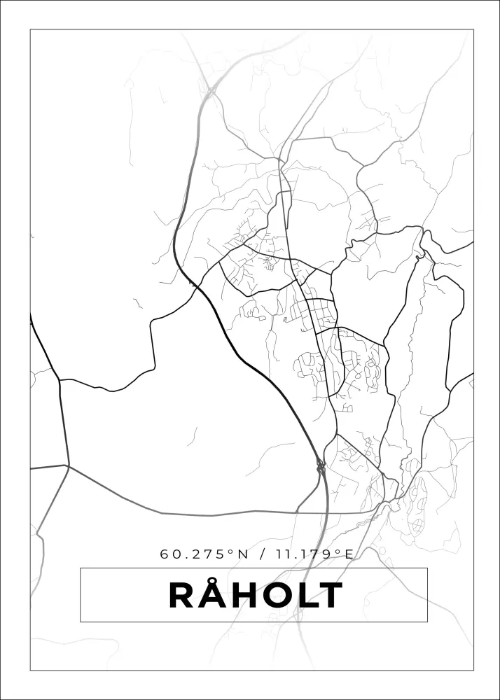 Mapa - Råholt - Cartaz Branco
