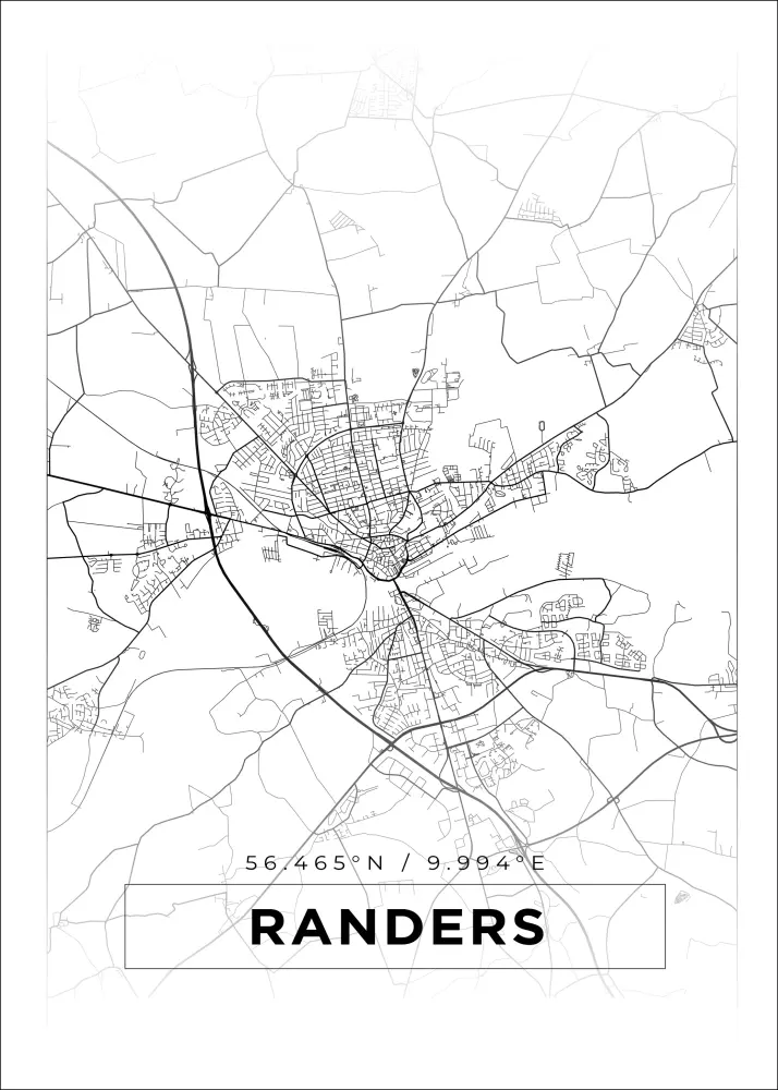 Mapa - Randers - Cartaz Branco