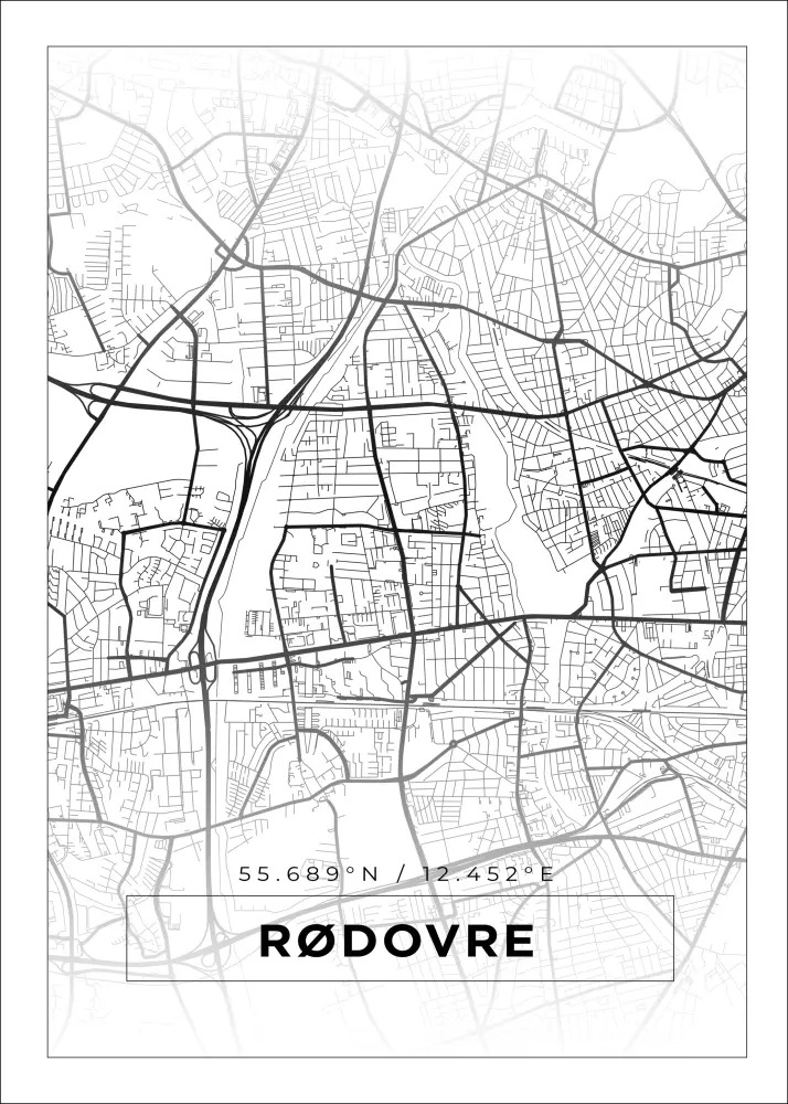 Mapa - Rødovre - Cartaz Branco