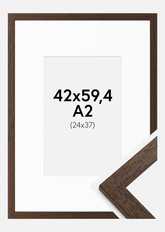 Moldura Brown Wood 42x59,4 cm (A2) - Passe-partout Branco 25x38 cm