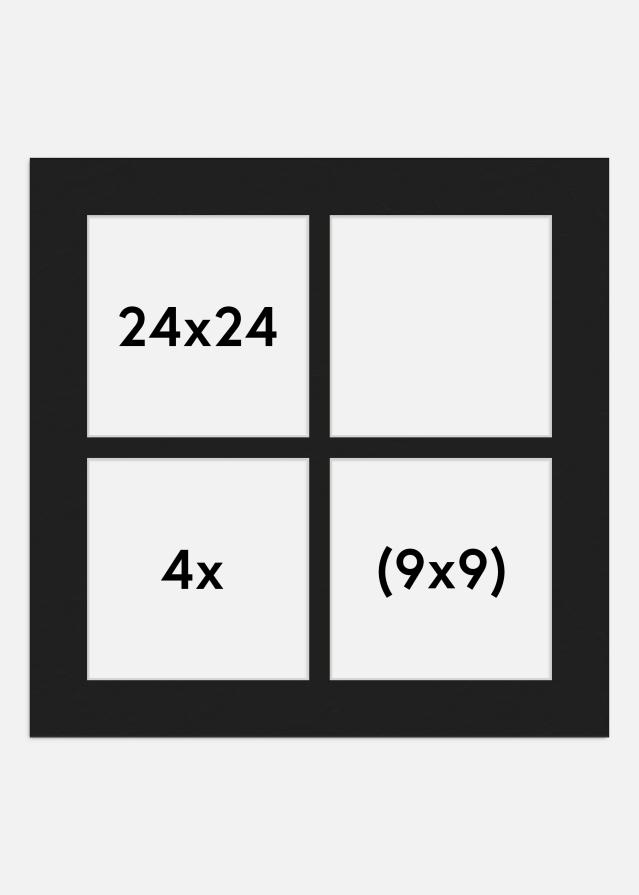 Passe-partout Preto 24x24 cm - Passe-partout para conjunto de 4 fotos (9x9 cm)