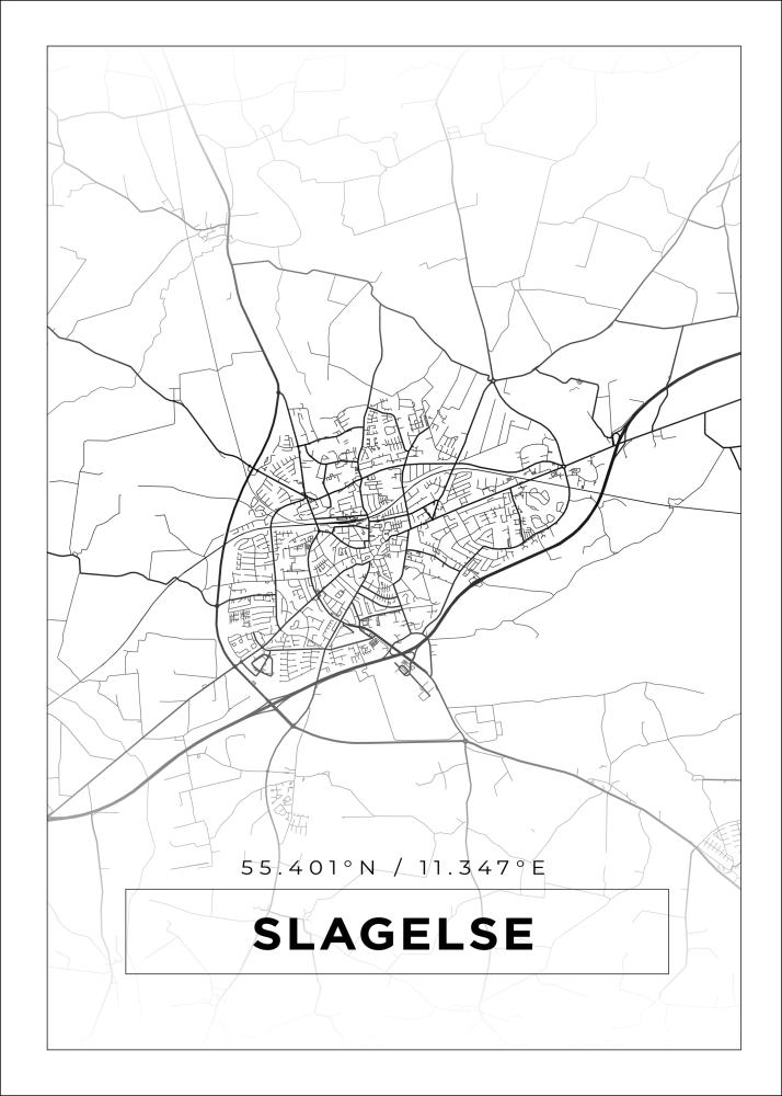 Mapa - Slagelse - Cartaz Branco