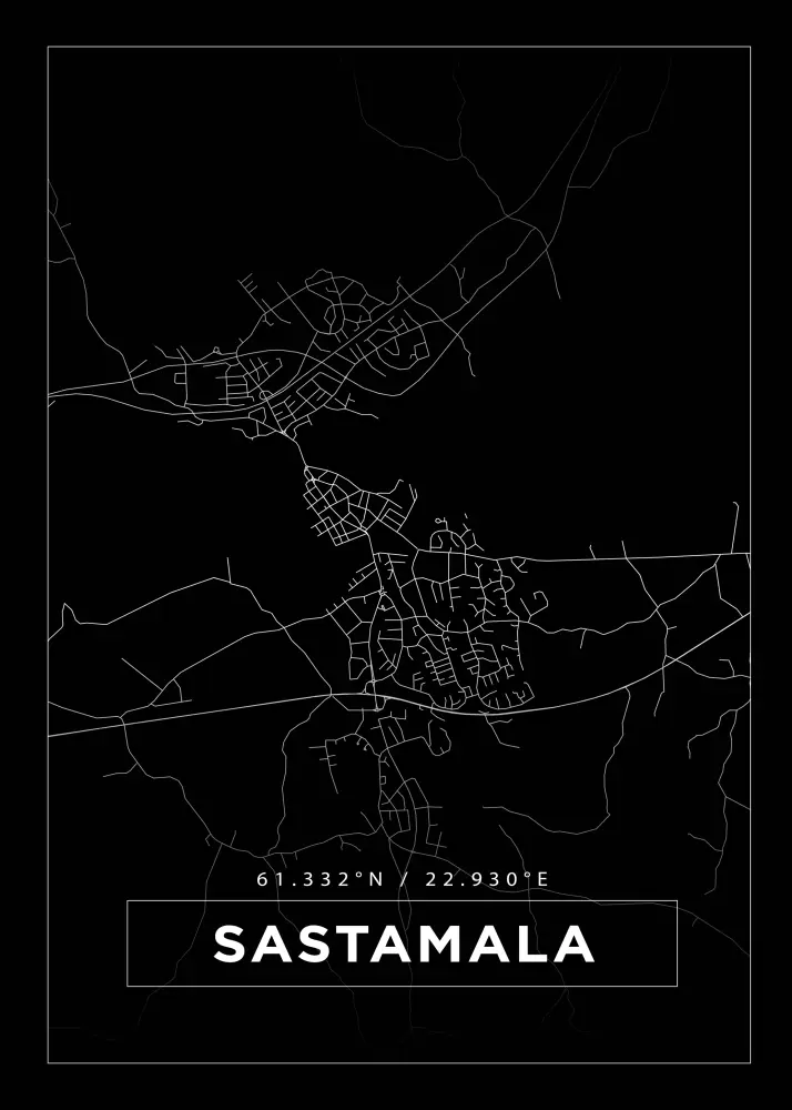 Mapa - Sastamala - Cartaz Preto