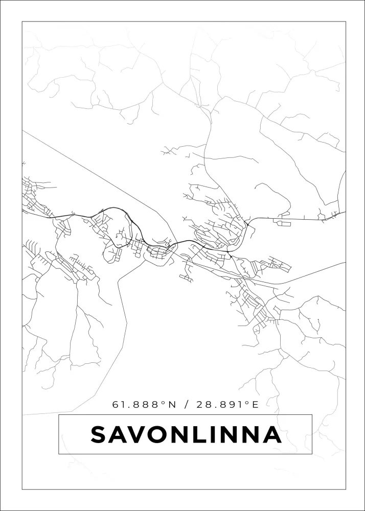 Mapa - Savonlinna - Cartaz Branco