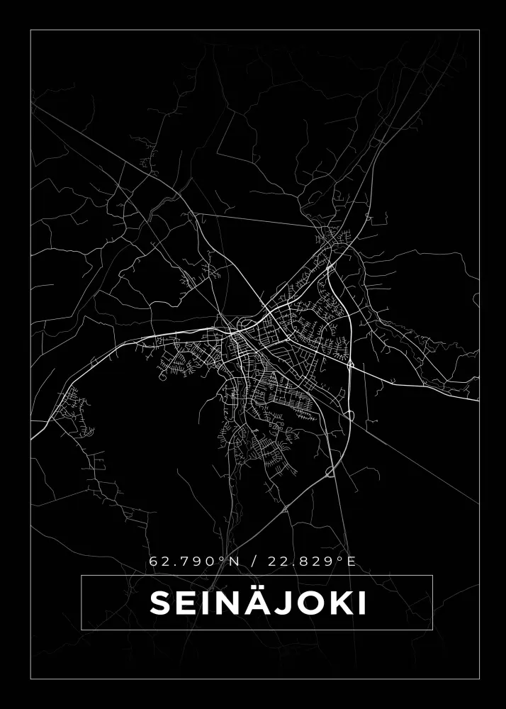 Mapa - Seinäjoki - Cartaz Preto