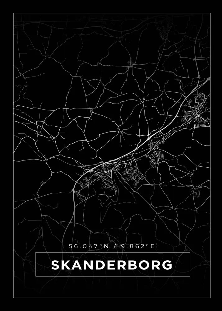 Mapa - Skanderborg - Cartaz Preto