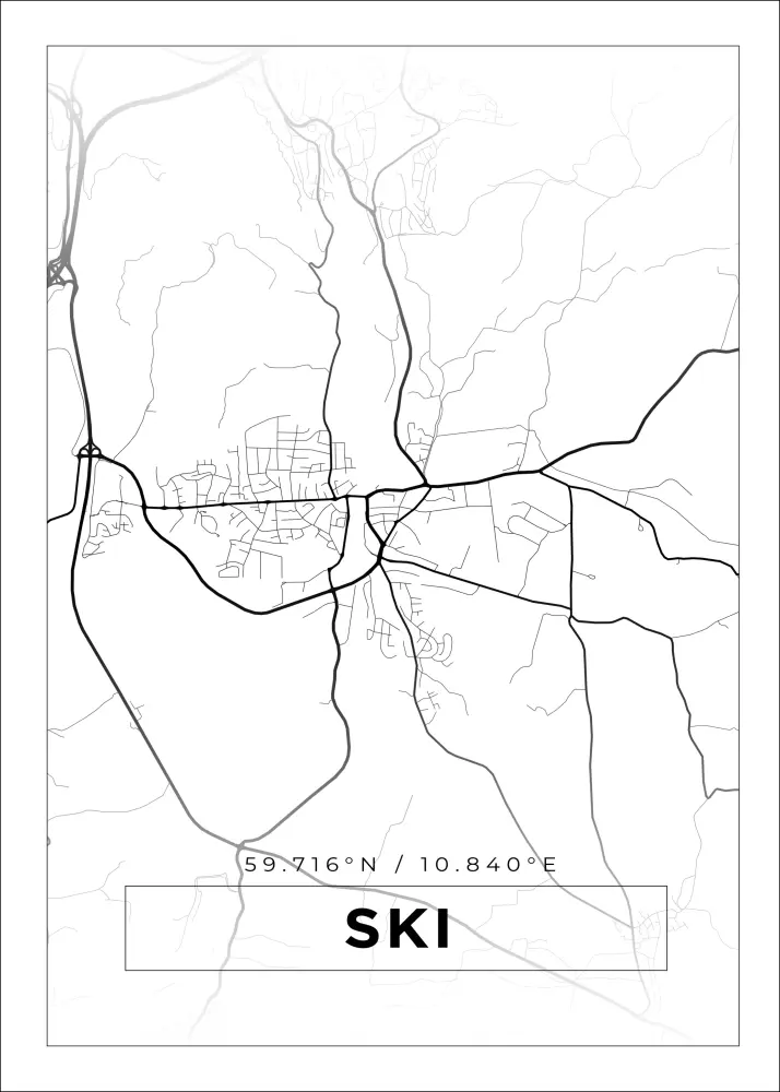 Mapa - Ski - Cartaz Branco