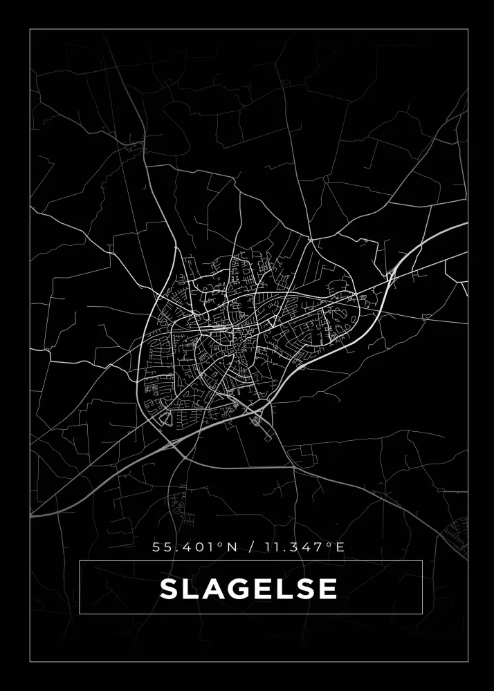 Mapa - Slagelse - Cartaz Preto