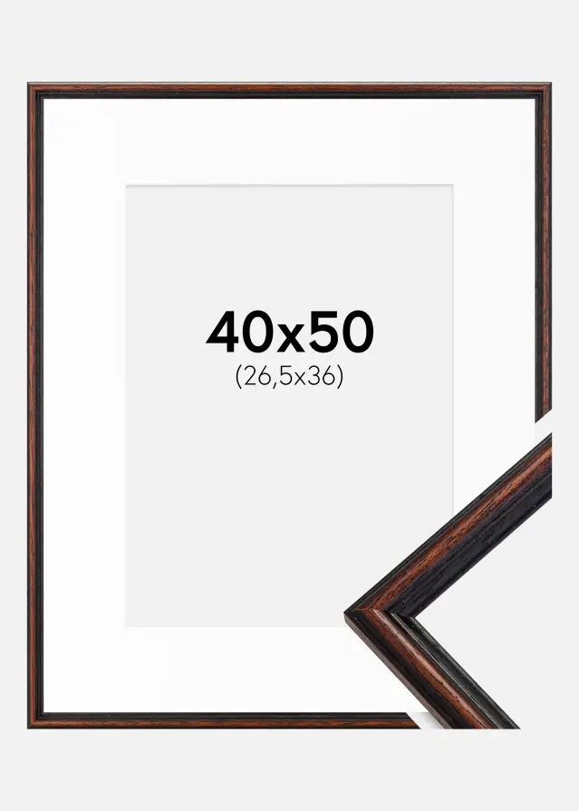 Moldura Horndal Nogueira 40x50 cm - Passe-partout Branco 27,5x37 cm