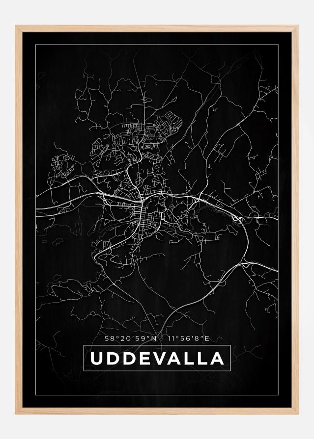 Mapa - Uddevalla - Cartaz Preto