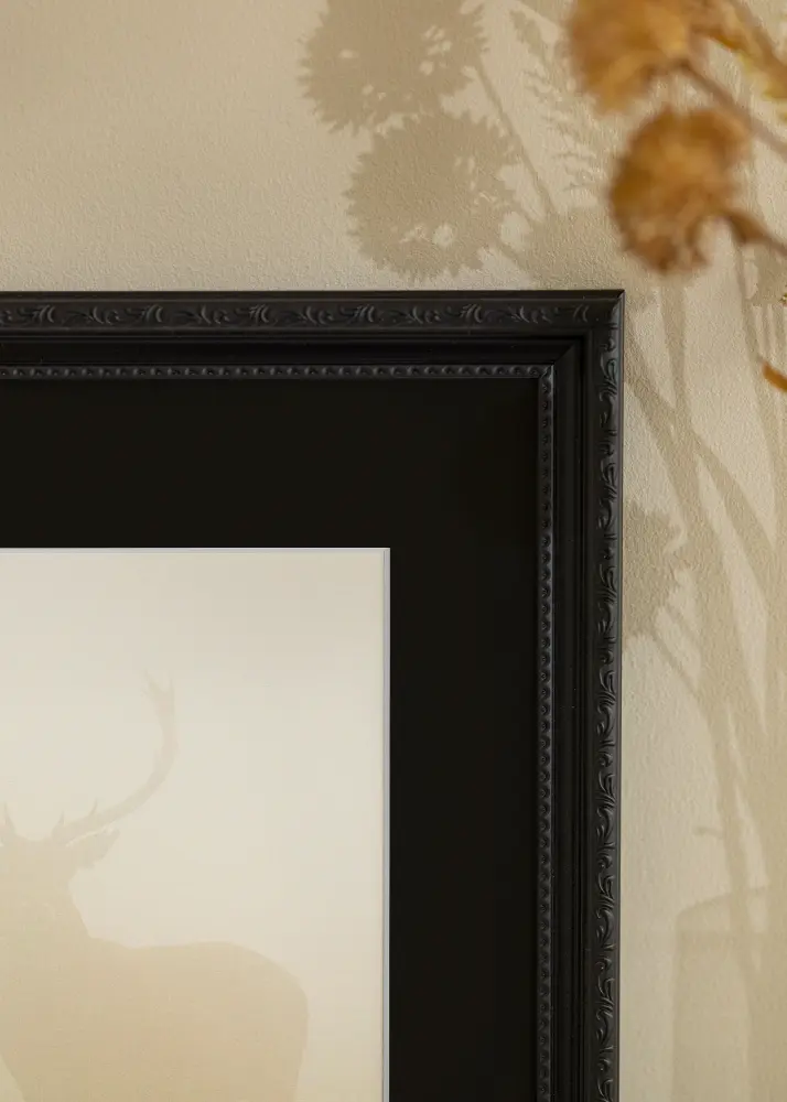 Moldura Abisko Preto 60x80 cm - Passe-partout Preto 50x70 cm