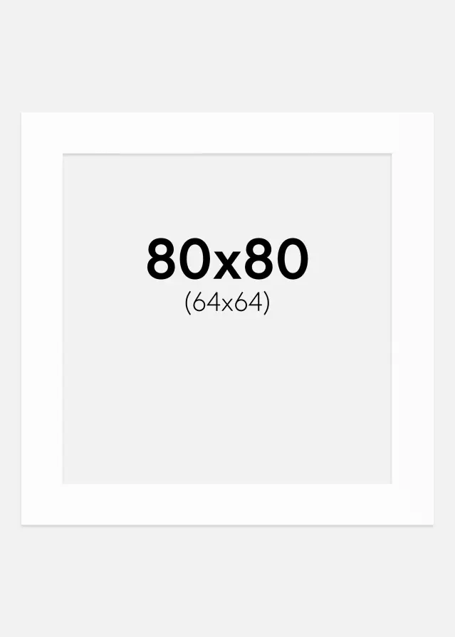 Passe-partout Branco (Bordo interior branco) 80x80 cm (64x64)