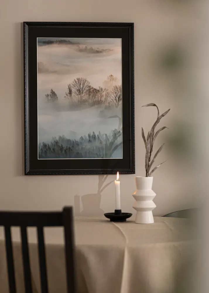 Moldura Abisko Preto 60x80 cm - Passe-partout Preto 50x70 cm