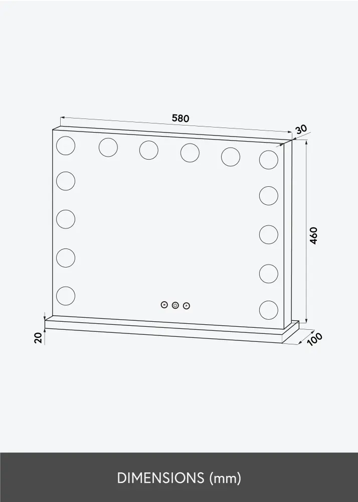 KAILA Espelho para toucador Base LED 14 Prateado 56x46 cm