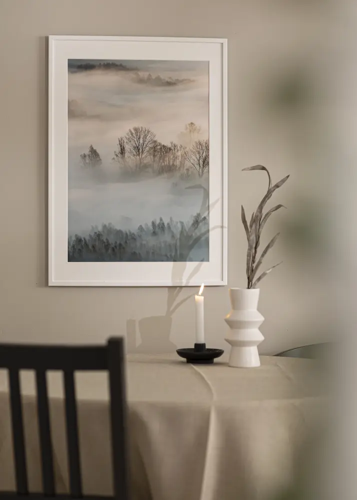 Moldura Kaspar Branco 50x50 cm - Passe-partout Branco 40x40 cm