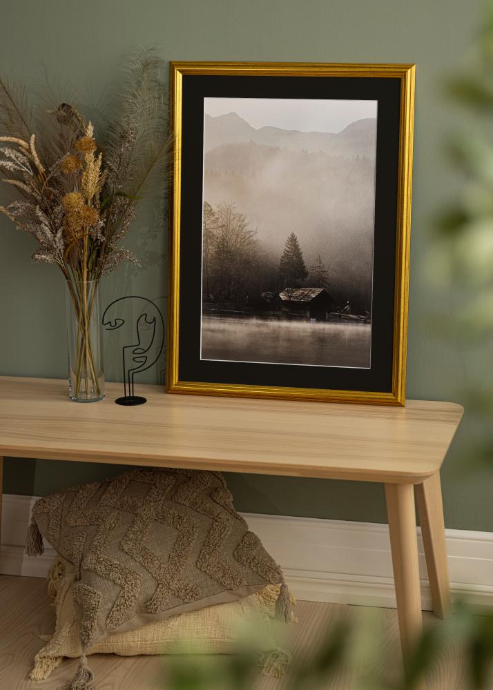 Moldura Västkusten Dourado 50x60 cm - Passe-partout Preto 15x20 inches