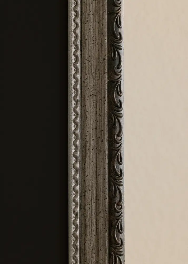 Moldura Abisko Prateado 40x50 cm - Passe-partout Preto 29,7x42 cm (A3)