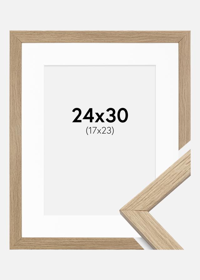 Moldura Stilren Carvalho 24x30 cm - Passe-partout Branco 18x24 cm