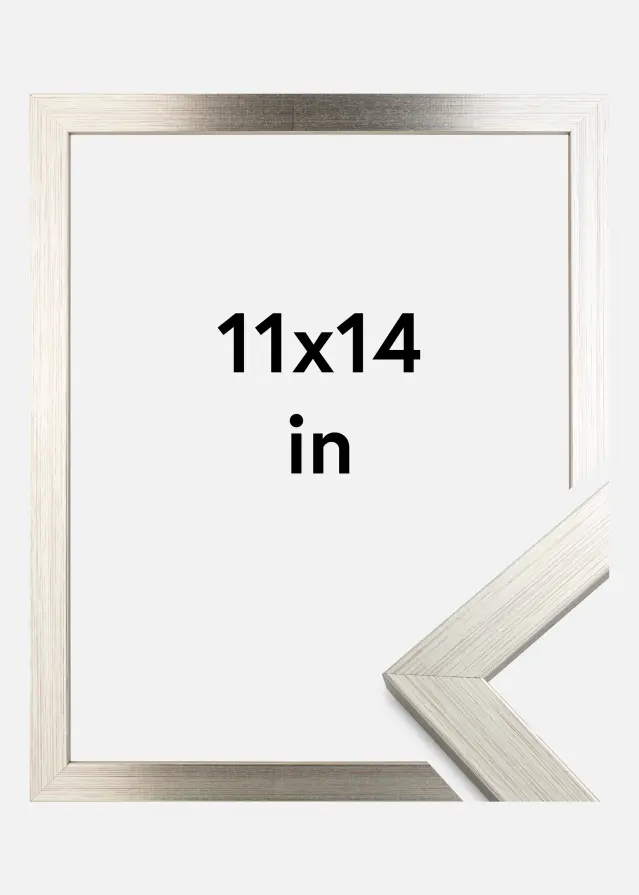 Moldura Prateado Wood Vidro acrílico 11x14 inches (27,94x35,56 cm)