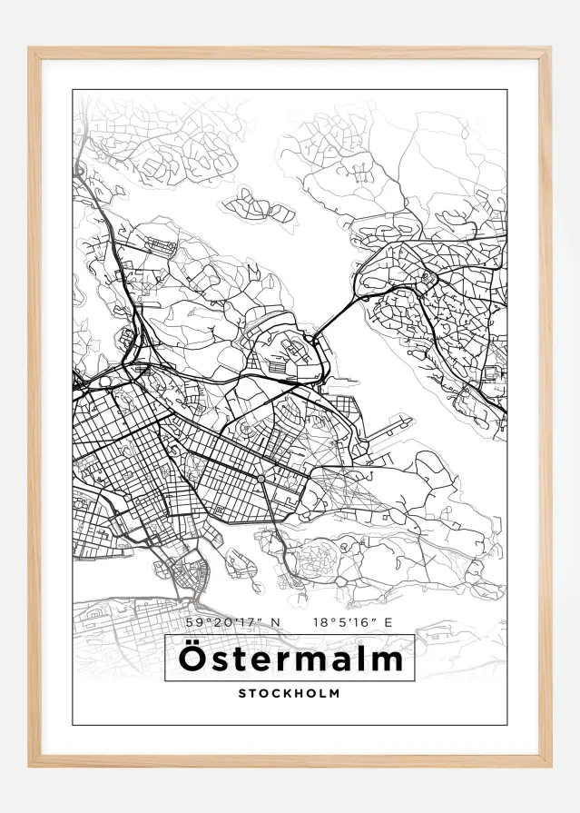Mapa - Östermalm - Cartaz Branco