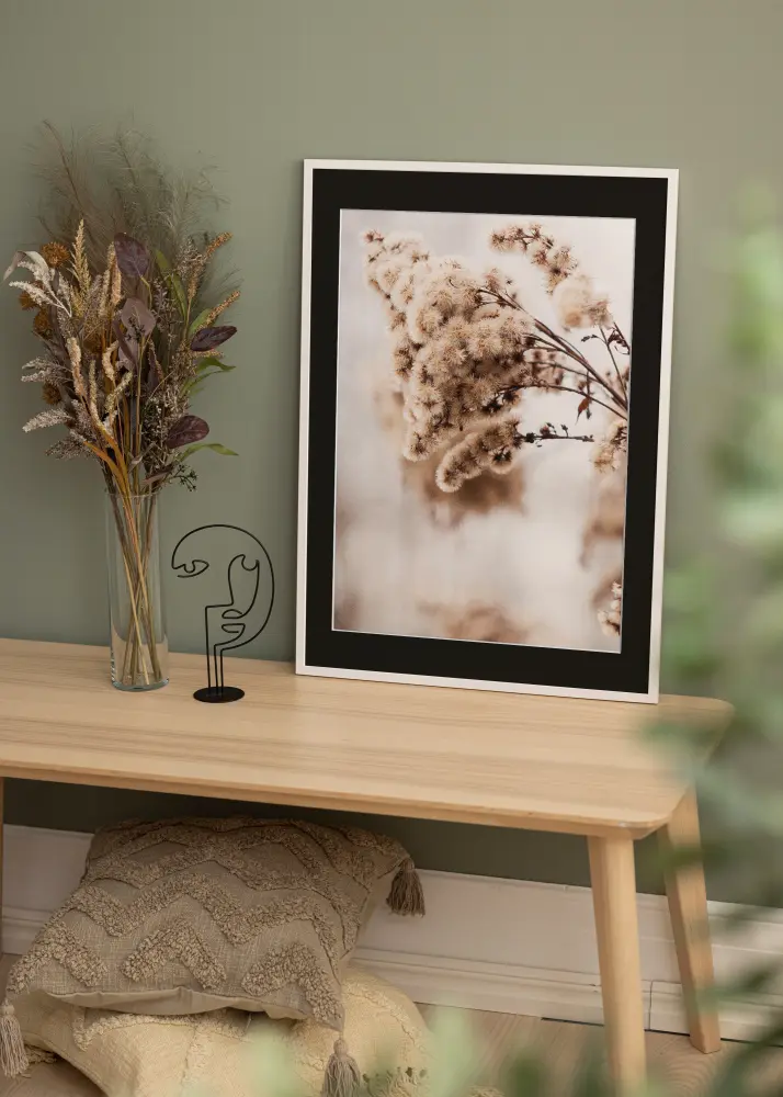 Moldura Edsbyn Branco 40x60 cm - Passe-partout Preto 32,9x48,3 cm (A3+)