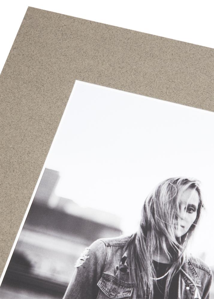 Passe-partout Cinzento areado - Por medida (bordo interior branco)