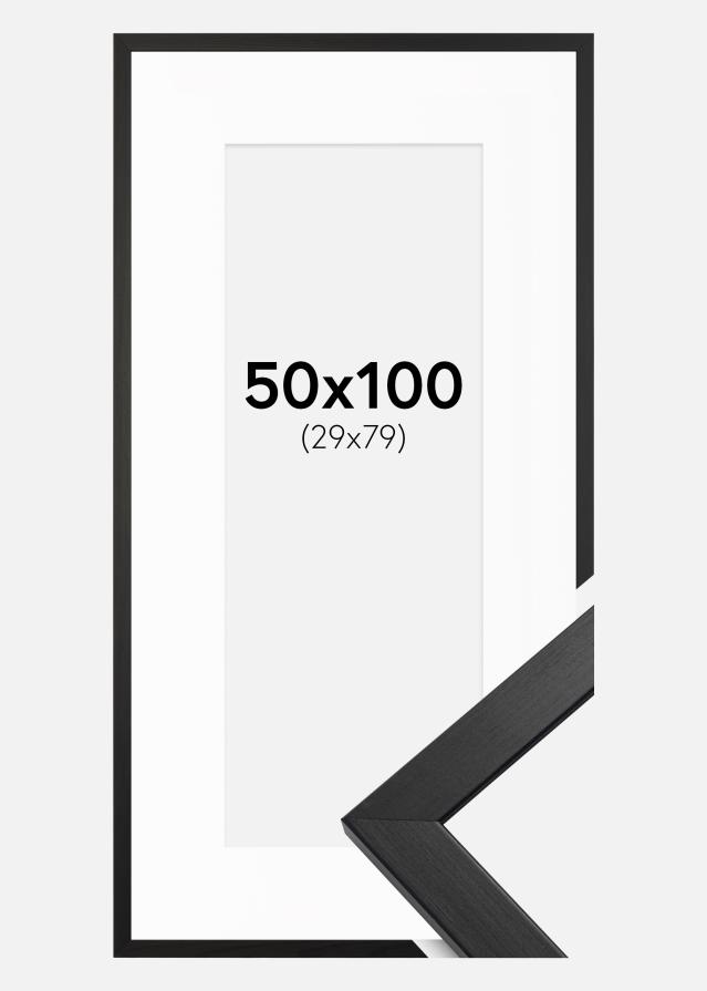 Moldura Stilren Preto 50x100 cm - Passe-partout Branco 30x80 cm