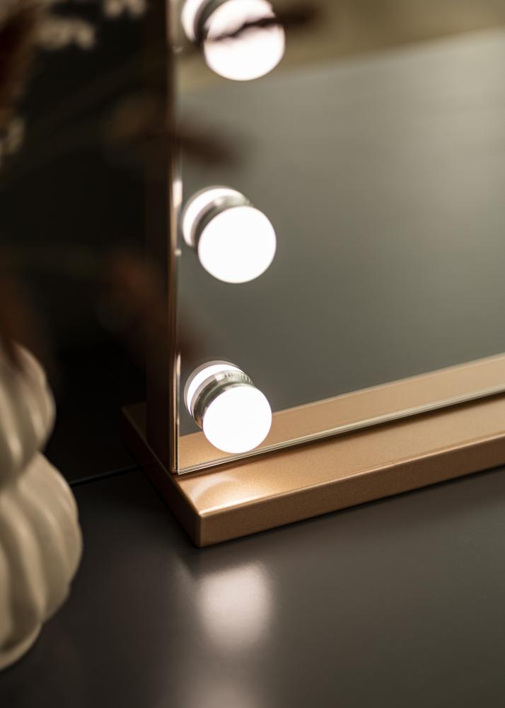 KAILA Espelho para toucador Hollywood 15 Ouro rosado 58x46 cm