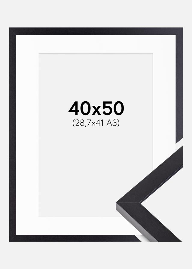 Moldura Selection Preto 40x50 cm - Passe-partout Branco 29,7x42 cm (A3)