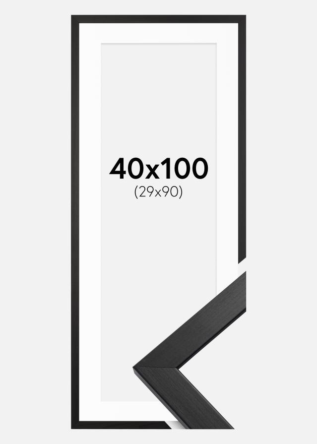 Moldura Stilren Preto 40x100 cm - Passe-partout Branco 30x91 cm