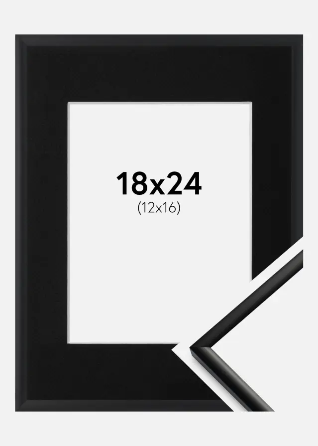 Moldura New Lifestyle Preto mate 18x24 cm - Passe-partout Preto 13x17 cm