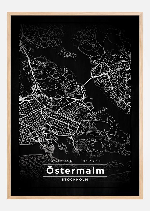 Mapa - Östermalm - Cartaz Preto