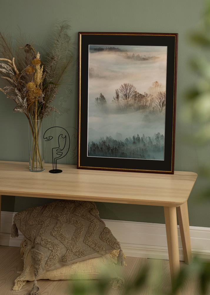 Moldura Horndal Castanho 50x60 cm - Passe-partout Preto 14x18 inches