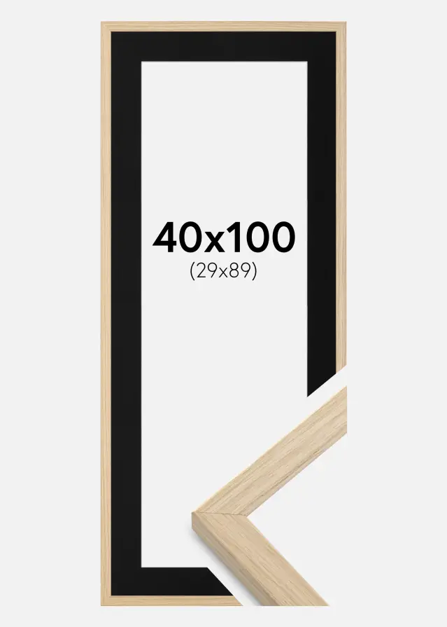 Moldura Grimsåker Carvalho 40x100 cm - Passe-partout Preto 30x90 cm