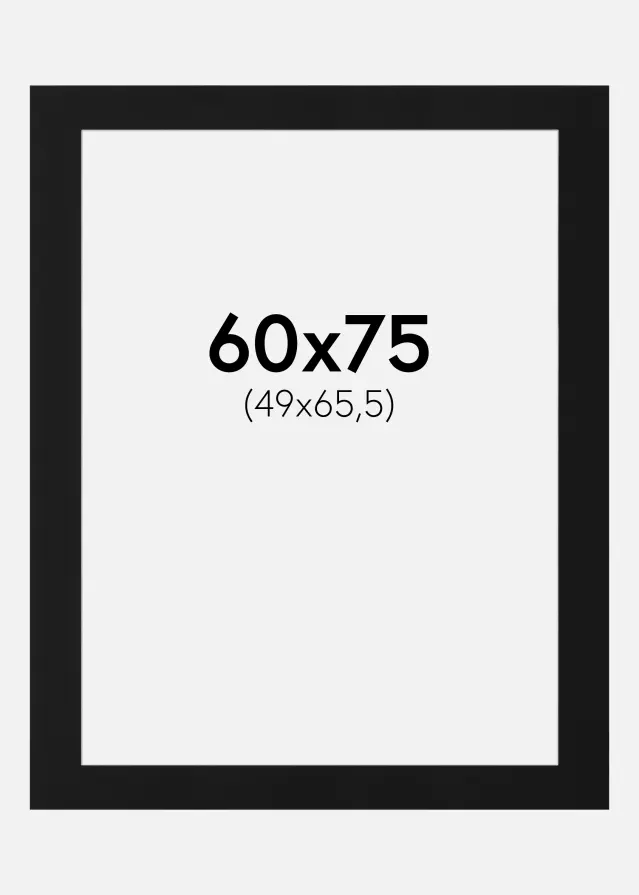 Passe-partout Preto Padrão (Bordo interior branco) 60x75 cm (49x65,5)