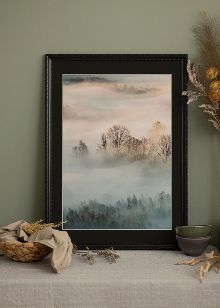 Moldura Abisko Preto 40x50 cm - Passe-partout Preto 27x35 cm