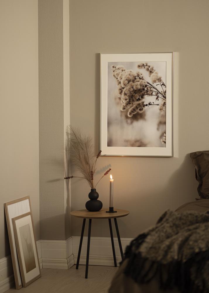 Moldura Alumínio Brilhante Prateado 30x40 cm - Passe-partout Branco 20x30 cm