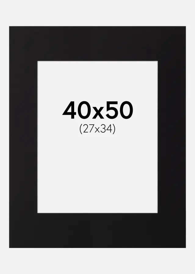 Passe-partout Preto Padrão (Bordo interior branco) 40x50 cm (27x34)