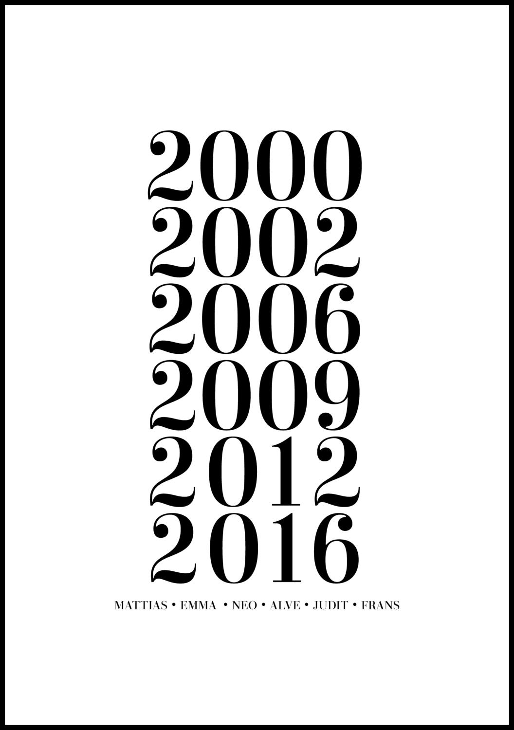 Product Image for Quadro de família - 6 Ano de nascimento e Nome - Branco (30x40 cm)