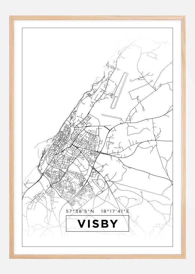 Mapa - Visby - Cartaz Branco
