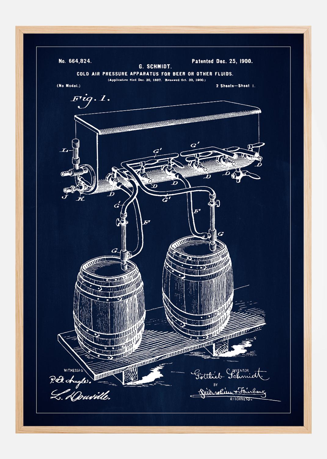 Product Image for Patent Print - Beer Kegs - Blue Póster (21x29.7 cm (A4))