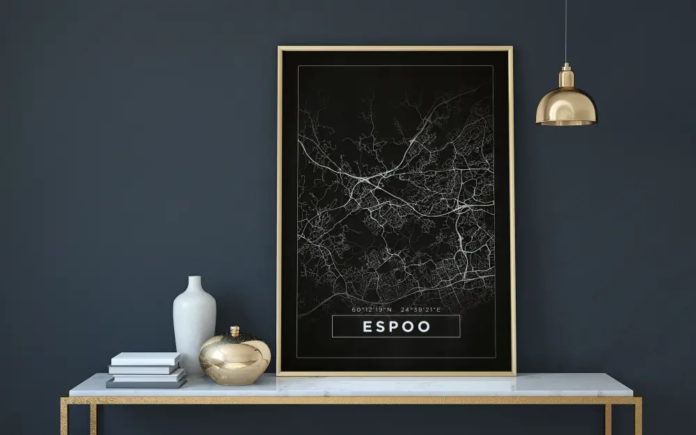 Mapa - Espoo - Cartaz Preto