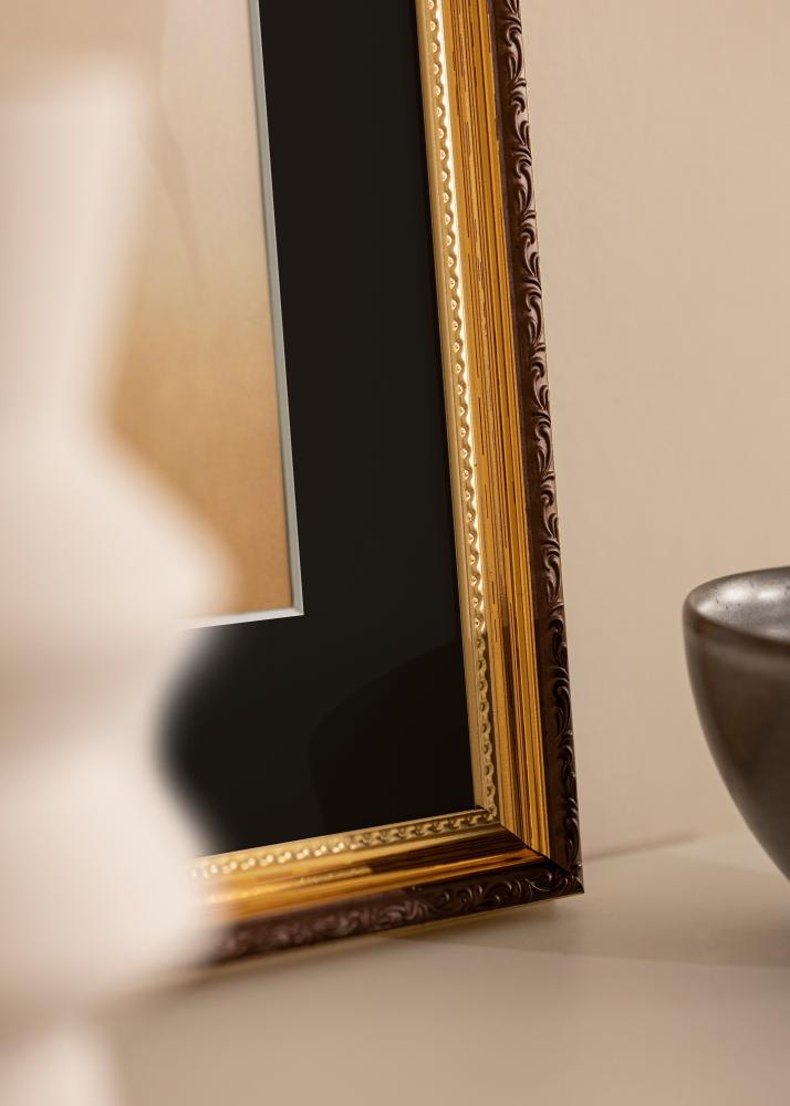 Moldura Abisko Dourado 30x40 cm - Passe-partout Preto 18x27 cm