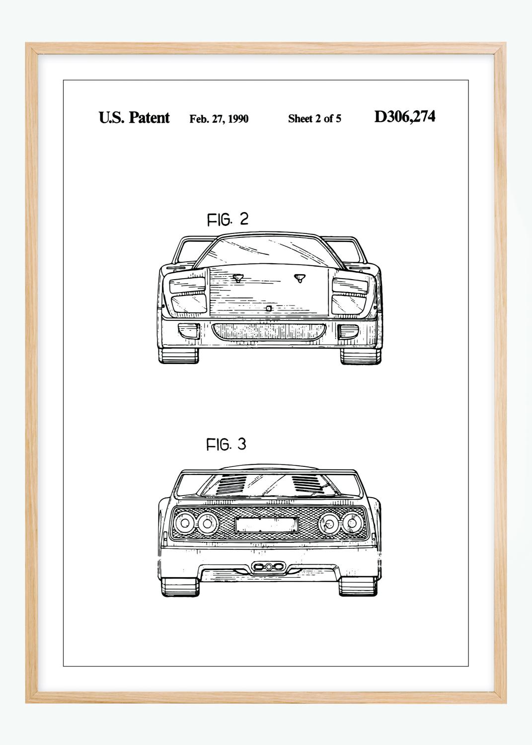 Product Image for Desenho de patentes - Ferrari F40 III Póster (30x40 cm)