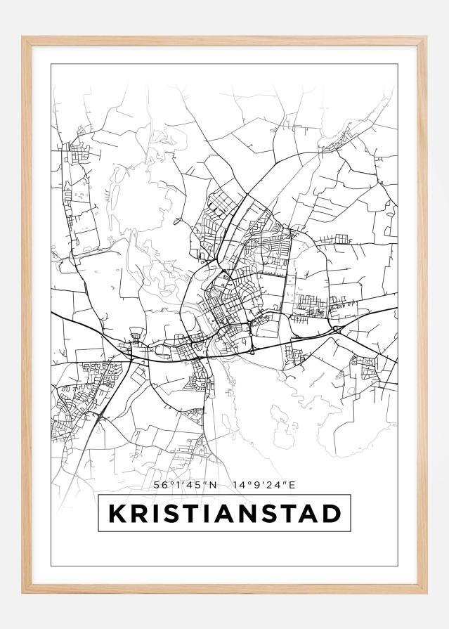 Mapa - Kristianstad - Cartaz Branco