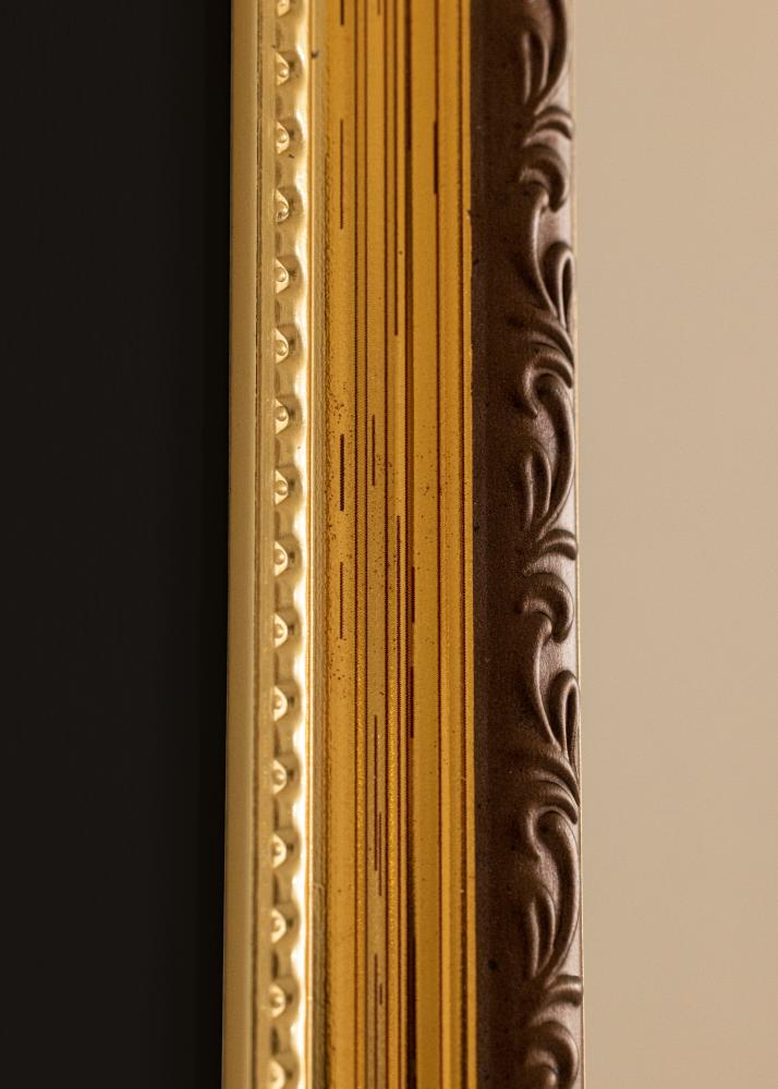 Moldura Abisko Dourado 30x40 cm - Passe-partout Preto 18x27 cm