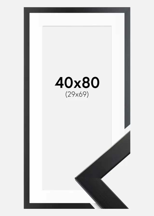 Moldura Trendline Preto 40x80 cm - Passe-partout Branco 30x70 cm