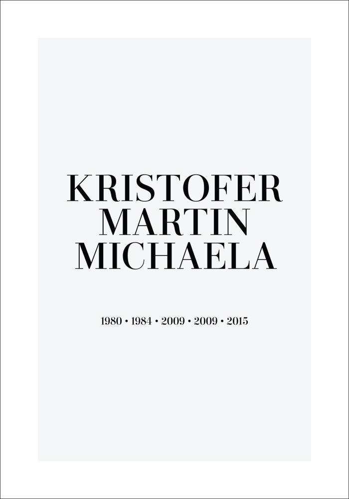 Quadro de família - 3 Nome e Ano de nascimento - Cinzento