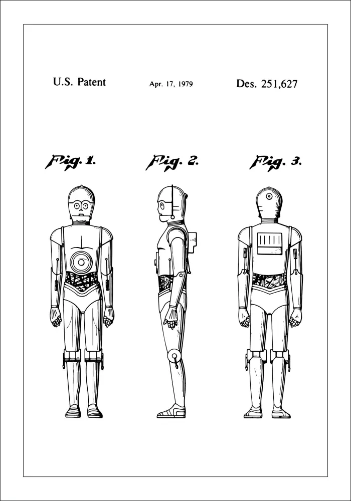 Desenho de patentes - Star Wars - C-3PO Póster